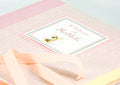 Album personalizzato 23x30 con cartellino Il Battesimo di Matilde, carta a righine rosa e tela rosa